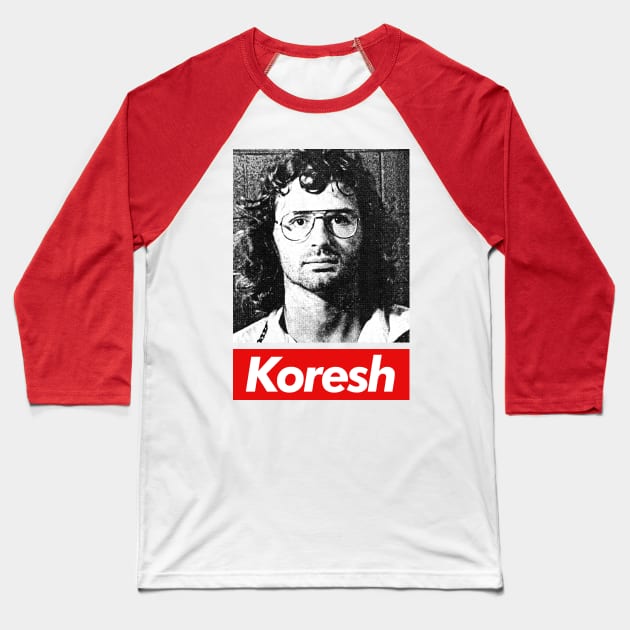 David Koresh // 90s Style Aesthetic Tribute Design Baseball T-Shirt by DankFutura